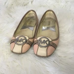 Michael Kors Pink, Cream, and Tan flats w/ buckle